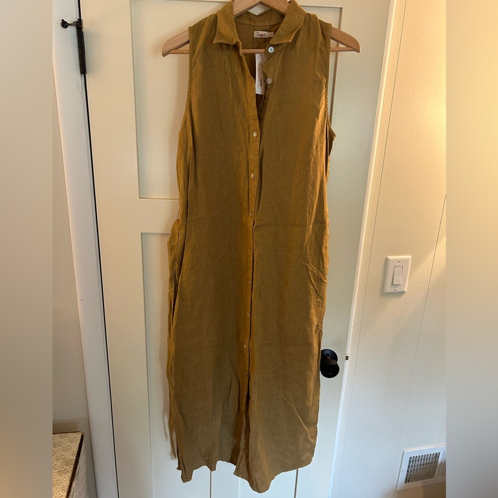 Faherty Mustard Button-Down Dress